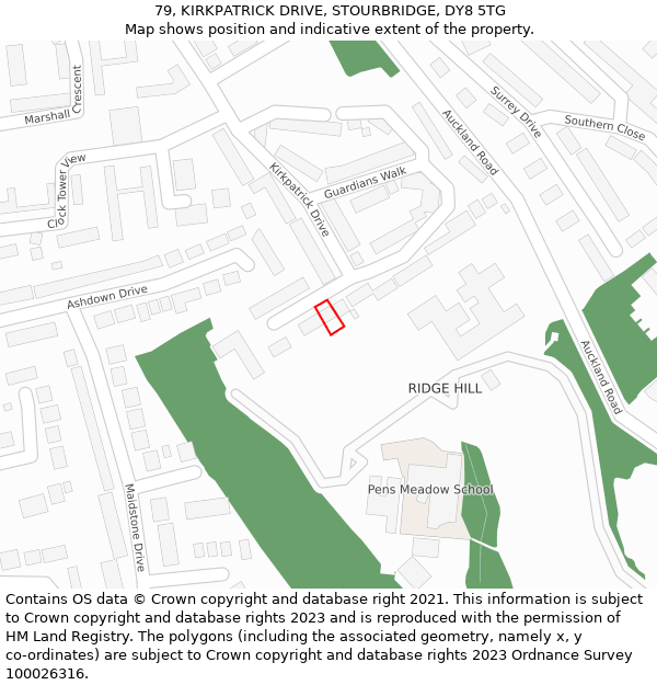 79, KIRKPATRICK DRIVE, STOURBRIDGE, DY8 5TG: Location map and indicative extent of plot