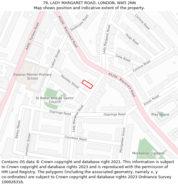 79, LADY MARGARET ROAD, LONDON, NW5 2NN: Location map and indicative extent of plot