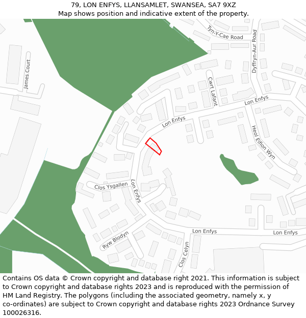 79, LON ENFYS, LLANSAMLET, SWANSEA, SA7 9XZ: Location map and indicative extent of plot