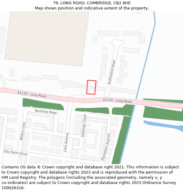 79, LONG ROAD, CAMBRIDGE, CB2 8HE: Location map and indicative extent of plot