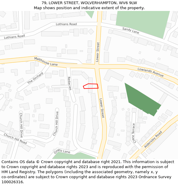 79, LOWER STREET, WOLVERHAMPTON, WV6 9LW: Location map and indicative extent of plot