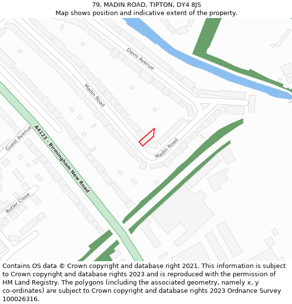 79, MADIN ROAD, TIPTON, DY4 8JS: Location map and indicative extent of plot