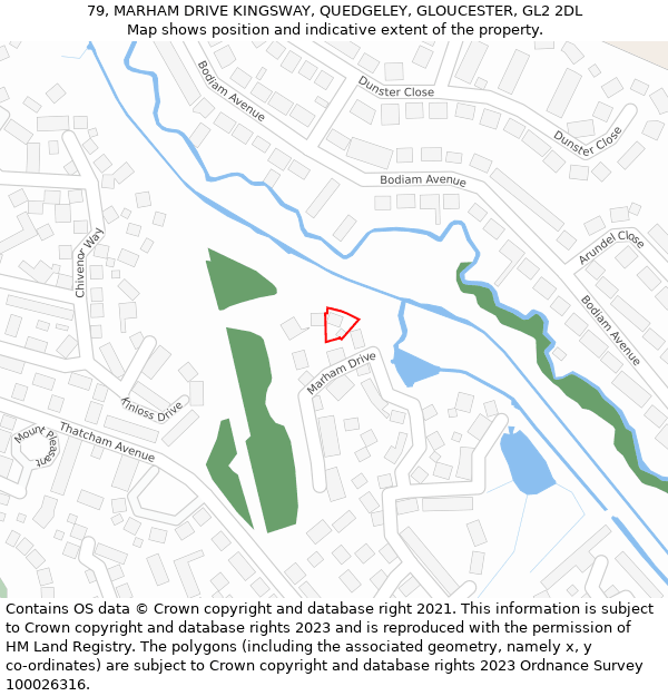 79, MARHAM DRIVE KINGSWAY, QUEDGELEY, GLOUCESTER, GL2 2DL: Location map and indicative extent of plot