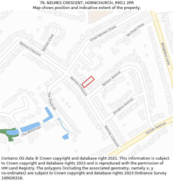 79, NELMES CRESCENT, HORNCHURCH, RM11 2PR: Location map and indicative extent of plot