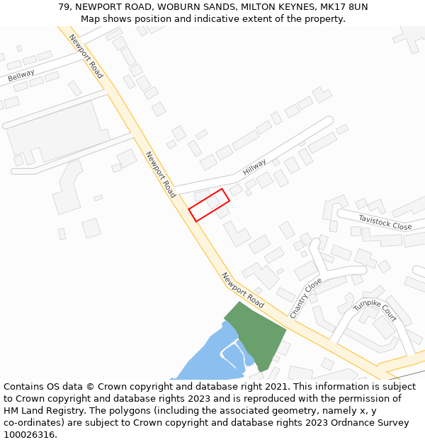 79, NEWPORT ROAD, WOBURN SANDS, MILTON KEYNES, MK17 8UN: Location map and indicative extent of plot