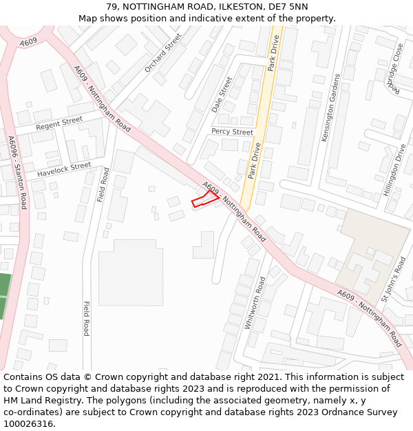 79, NOTTINGHAM ROAD, ILKESTON, DE7 5NN: Location map and indicative extent of plot