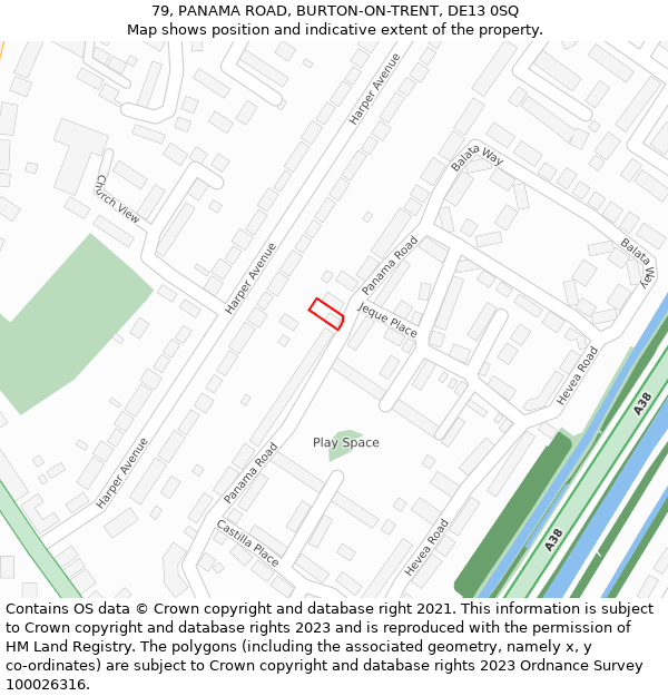 79, PANAMA ROAD, BURTON-ON-TRENT, DE13 0SQ: Location map and indicative extent of plot