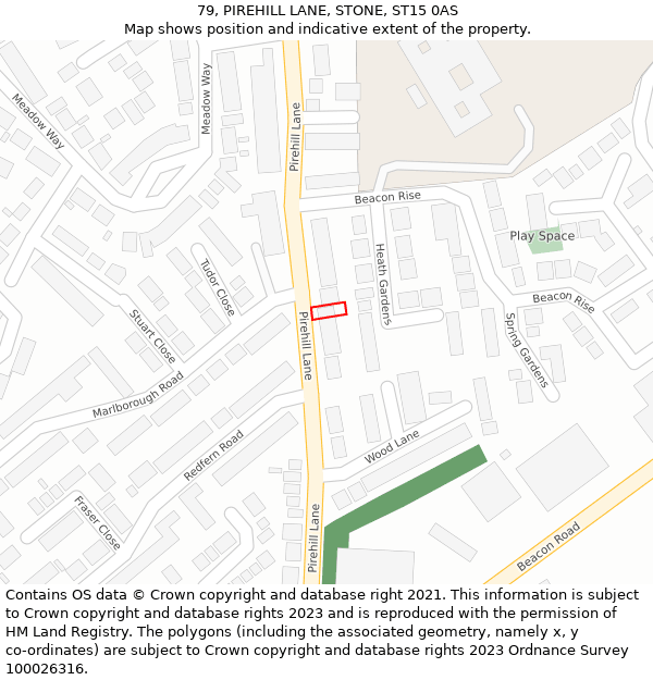 79, PIREHILL LANE, STONE, ST15 0AS: Location map and indicative extent of plot