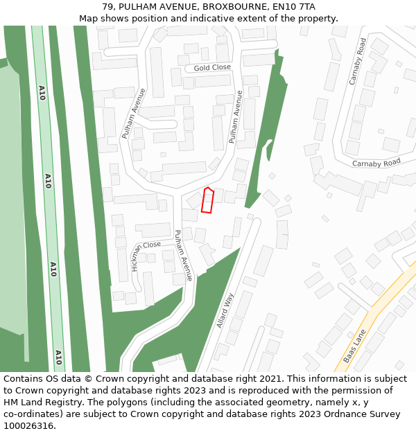 79, PULHAM AVENUE, BROXBOURNE, EN10 7TA: Location map and indicative extent of plot