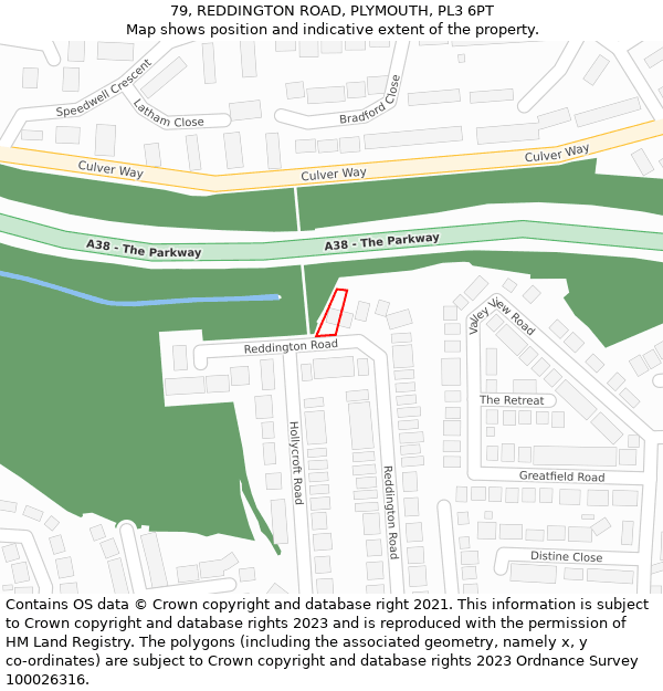 79, REDDINGTON ROAD, PLYMOUTH, PL3 6PT: Location map and indicative extent of plot