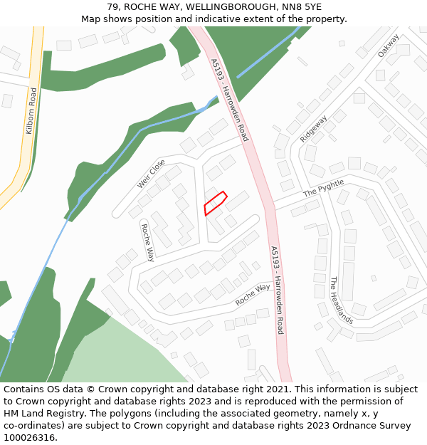 79, ROCHE WAY, WELLINGBOROUGH, NN8 5YE: Location map and indicative extent of plot