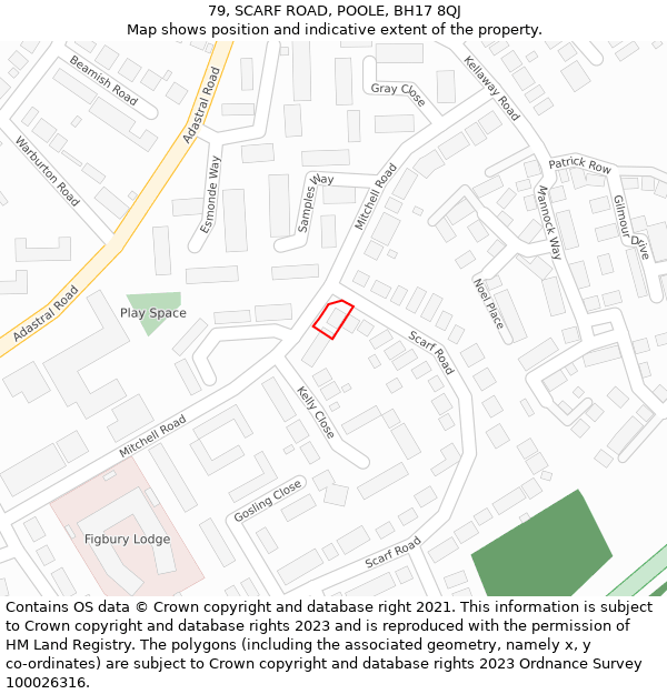 79, SCARF ROAD, POOLE, BH17 8QJ: Location map and indicative extent of plot