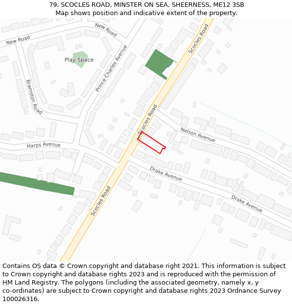 79, SCOCLES ROAD, MINSTER ON SEA, SHEERNESS, ME12 3SB: Location map and indicative extent of plot