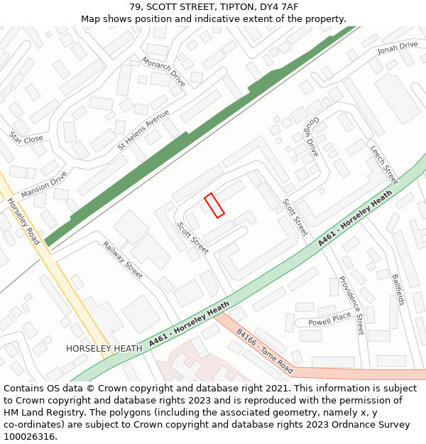 79, SCOTT STREET, TIPTON, DY4 7AF: Location map and indicative extent of plot