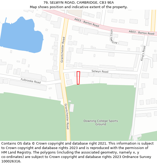 79, SELWYN ROAD, CAMBRIDGE, CB3 9EA: Location map and indicative extent of plot