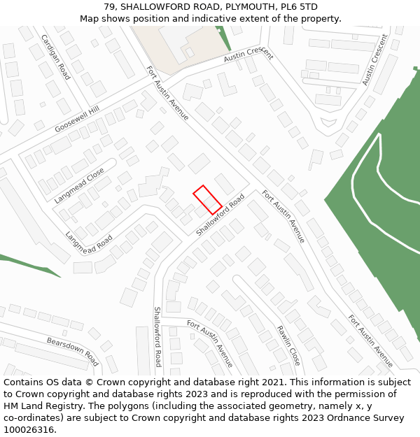 79, SHALLOWFORD ROAD, PLYMOUTH, PL6 5TD: Location map and indicative extent of plot