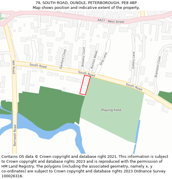 79, SOUTH ROAD, OUNDLE, PETERBOROUGH, PE8 4BP: Location map and indicative extent of plot
