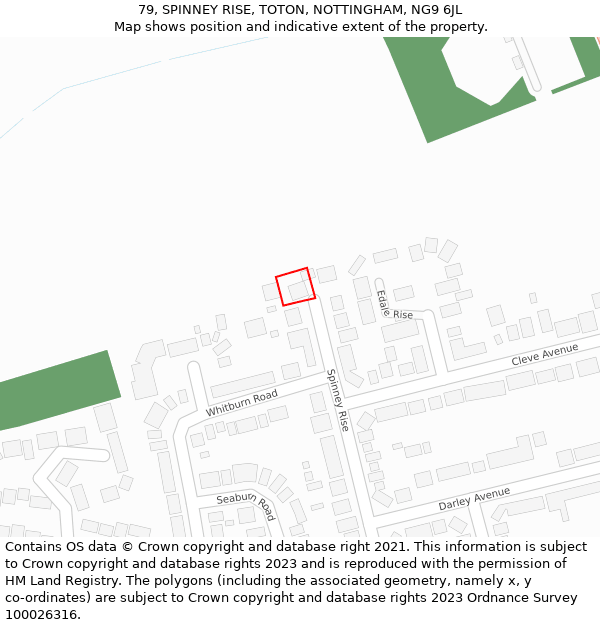 79, SPINNEY RISE, TOTON, NOTTINGHAM, NG9 6JL: Location map and indicative extent of plot