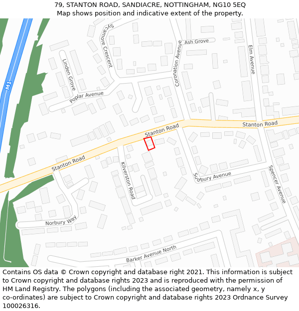79, STANTON ROAD, SANDIACRE, NOTTINGHAM, NG10 5EQ: Location map and indicative extent of plot