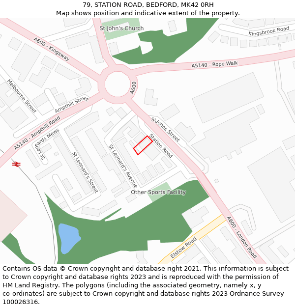 79, STATION ROAD, BEDFORD, MK42 0RH: Location map and indicative extent of plot