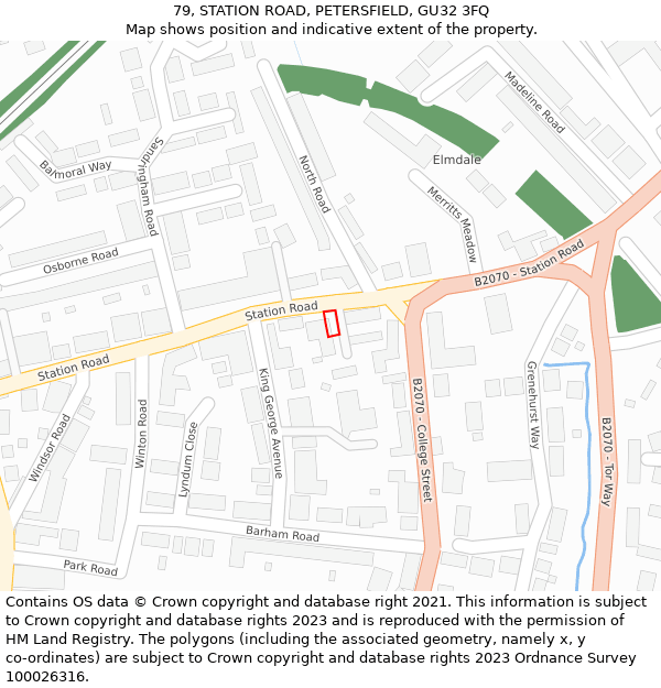 79, STATION ROAD, PETERSFIELD, GU32 3FQ: Location map and indicative extent of plot