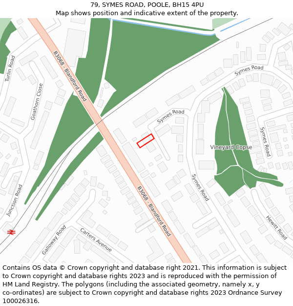 79, SYMES ROAD, POOLE, BH15 4PU: Location map and indicative extent of plot