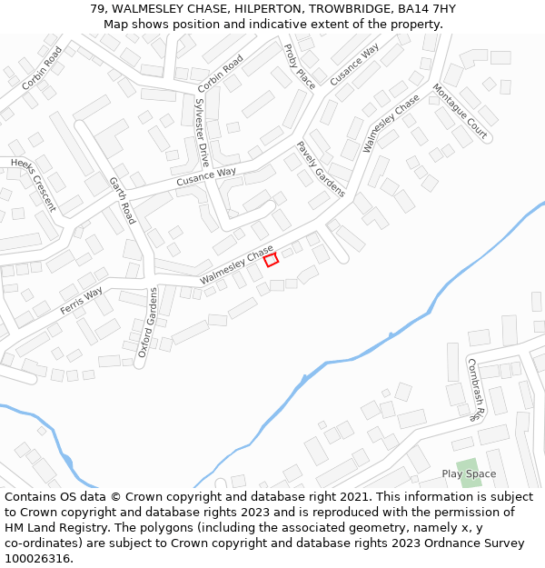 79, WALMESLEY CHASE, HILPERTON, TROWBRIDGE, BA14 7HY: Location map and indicative extent of plot