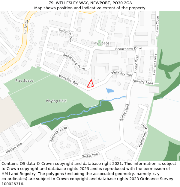 79, WELLESLEY WAY, NEWPORT, PO30 2GA: Location map and indicative extent of plot