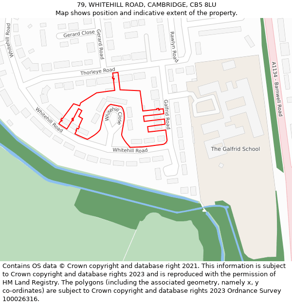 79, WHITEHILL ROAD, CAMBRIDGE, CB5 8LU: Location map and indicative extent of plot