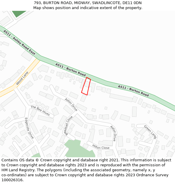 793, BURTON ROAD, MIDWAY, SWADLINCOTE, DE11 0DN: Location map and indicative extent of plot