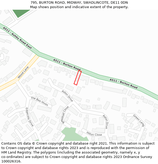 795, BURTON ROAD, MIDWAY, SWADLINCOTE, DE11 0DN: Location map and indicative extent of plot