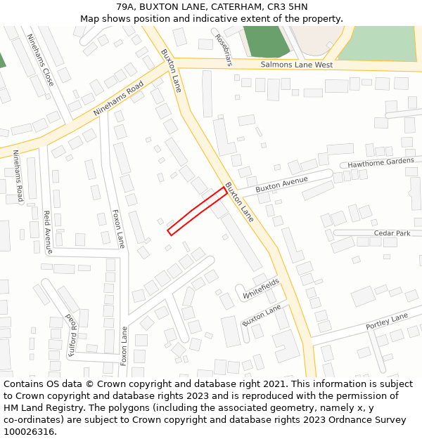 79A, BUXTON LANE, CATERHAM, CR3 5HN: Location map and indicative extent of plot