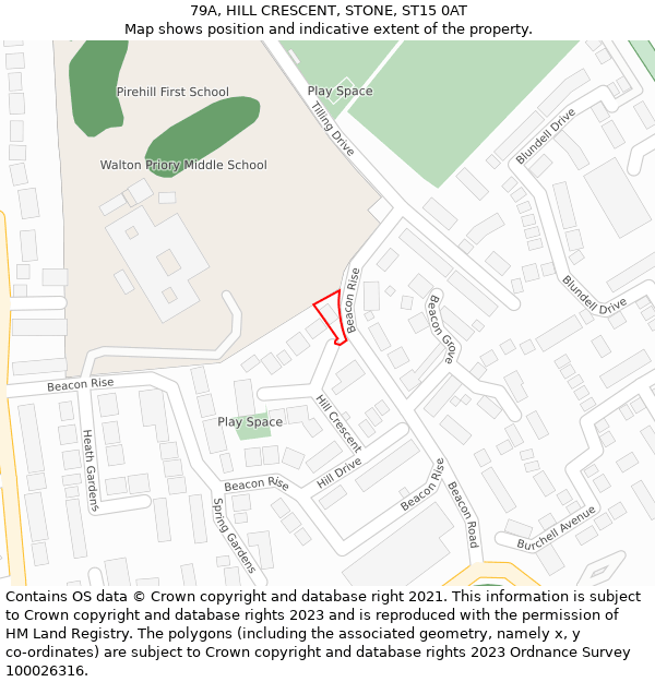 79A, HILL CRESCENT, STONE, ST15 0AT: Location map and indicative extent of plot