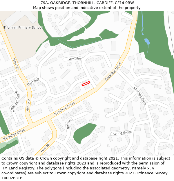 79A, OAKRIDGE, THORNHILL, CARDIFF, CF14 9BW: Location map and indicative extent of plot