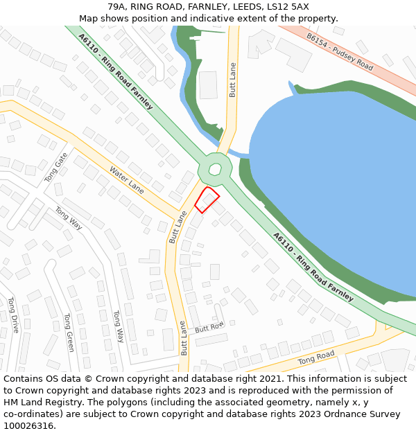 79A, RING ROAD, FARNLEY, LEEDS, LS12 5AX: Location map and indicative extent of plot