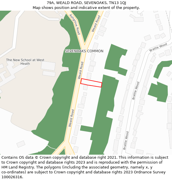 79A, WEALD ROAD, SEVENOAKS, TN13 1QJ: Location map and indicative extent of plot