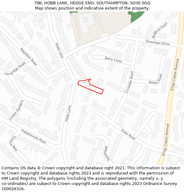 79B, HOBB LANE, HEDGE END, SOUTHAMPTON, SO30 0GQ: Location map and indicative extent of plot