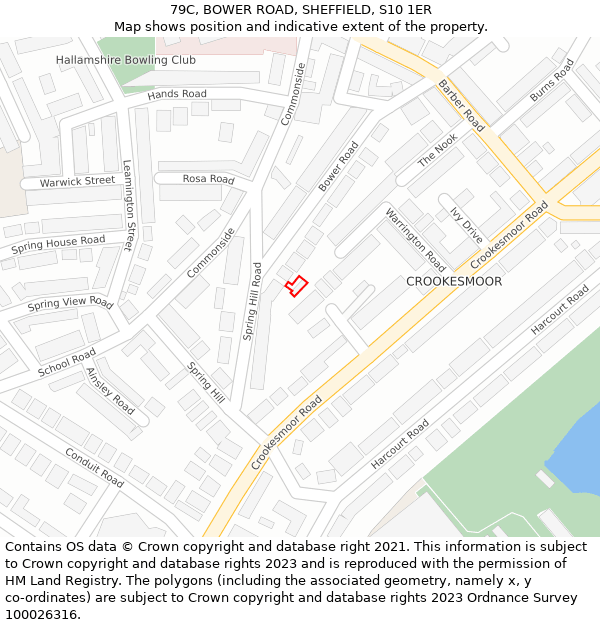 79C, BOWER ROAD, SHEFFIELD, S10 1ER: Location map and indicative extent of plot