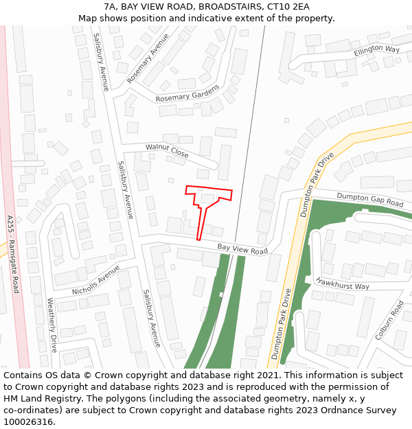 7A, BAY VIEW ROAD, BROADSTAIRS, CT10 2EA: Location map and indicative extent of plot