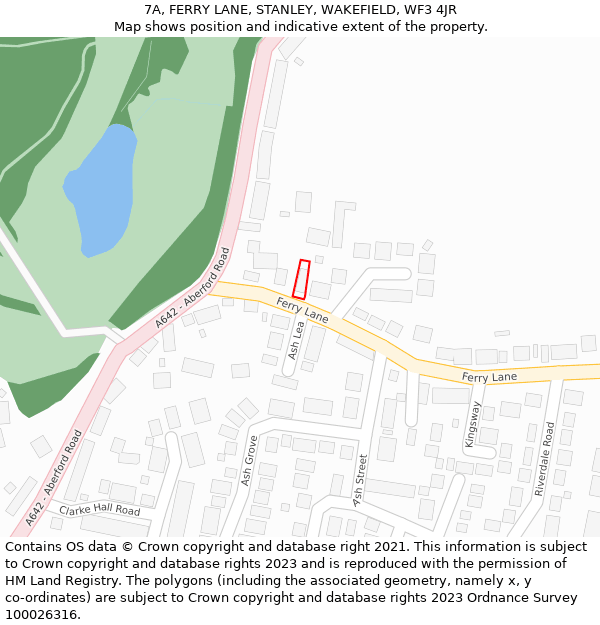 7A, FERRY LANE, STANLEY, WAKEFIELD, WF3 4JR: Location map and indicative extent of plot