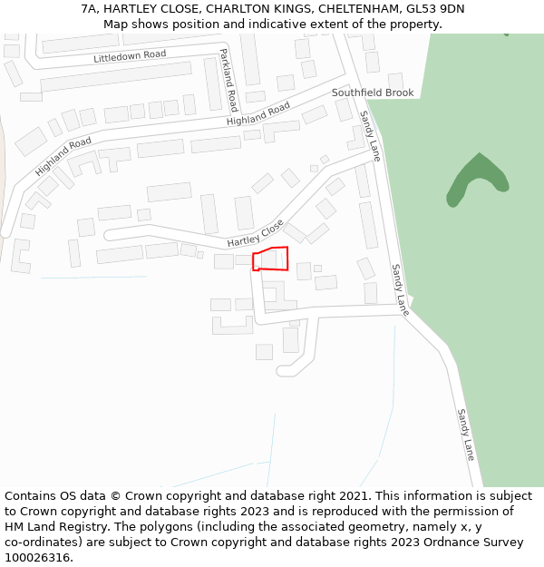 7A, HARTLEY CLOSE, CHARLTON KINGS, CHELTENHAM, GL53 9DN: Location map and indicative extent of plot