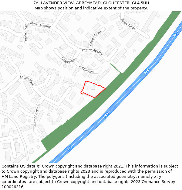 7A, LAVENDER VIEW, ABBEYMEAD, GLOUCESTER, GL4 5UU: Location map and indicative extent of plot