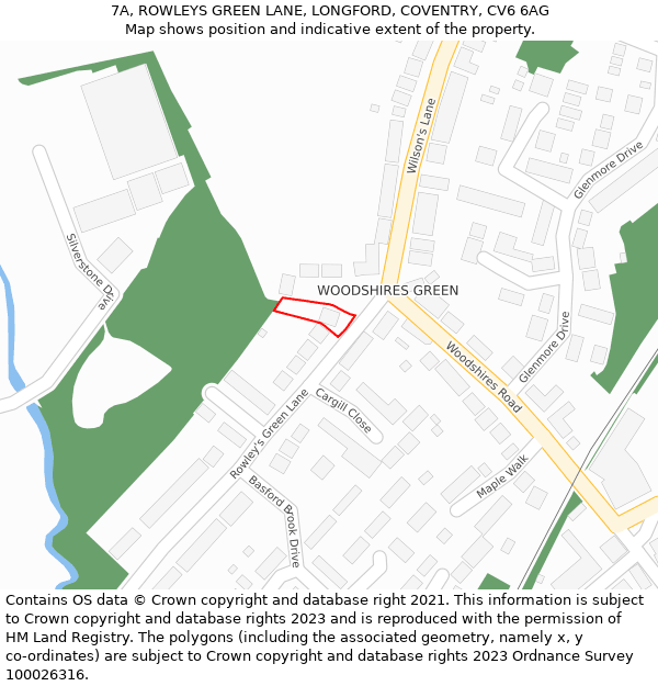 7A, ROWLEYS GREEN LANE, LONGFORD, COVENTRY, CV6 6AG: Location map and indicative extent of plot