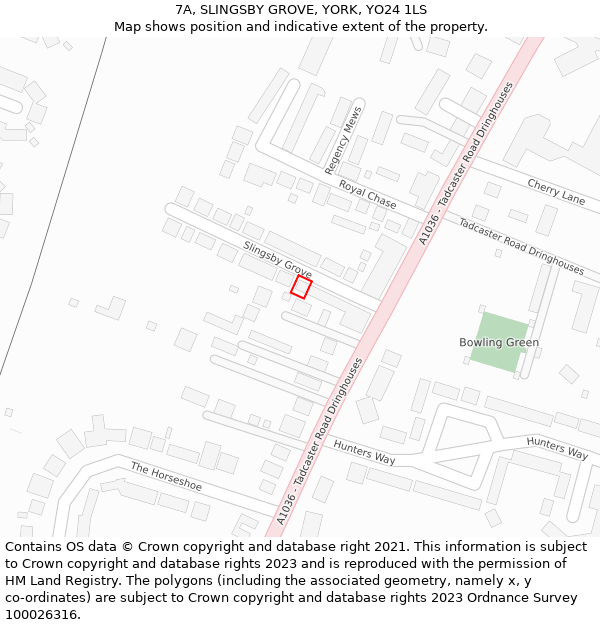 7A, SLINGSBY GROVE, YORK, YO24 1LS: Location map and indicative extent of plot