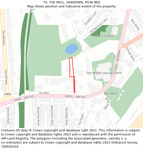 7A, THE MALL, SANDOWN, PO36 9ED: Location map and indicative extent of plot