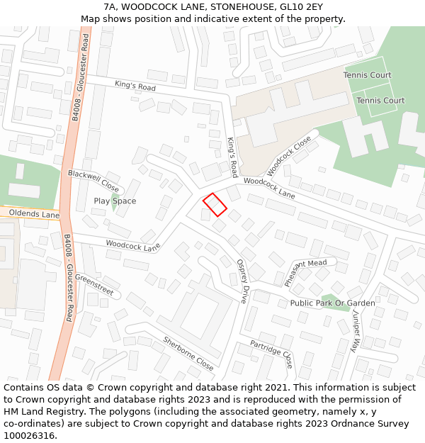 7A, WOODCOCK LANE, STONEHOUSE, GL10 2EY: Location map and indicative extent of plot