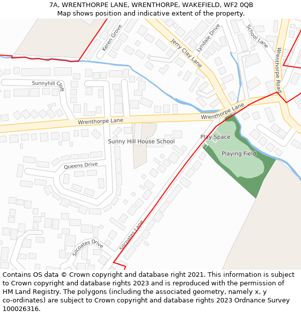 7A, WRENTHORPE LANE, WRENTHORPE, WAKEFIELD, WF2 0QB: Location map and indicative extent of plot