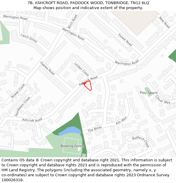 7B, ASHCROFT ROAD, PADDOCK WOOD, TONBRIDGE, TN12 6LQ: Location map and indicative extent of plot