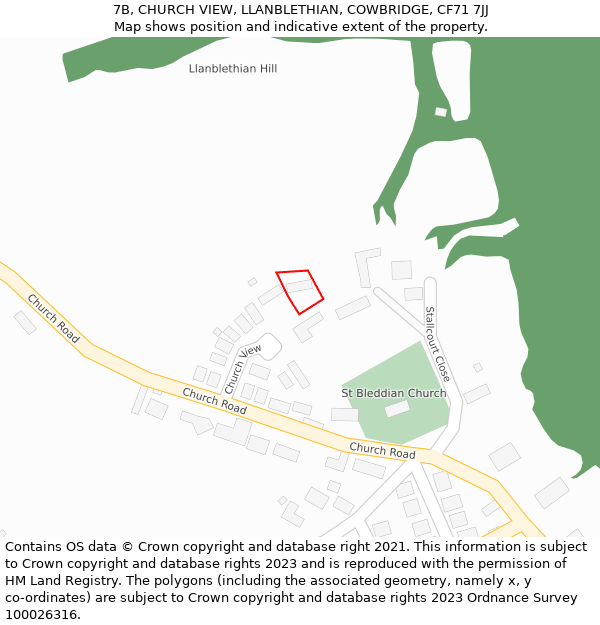 7B, CHURCH VIEW, LLANBLETHIAN, COWBRIDGE, CF71 7JJ: Location map and indicative extent of plot