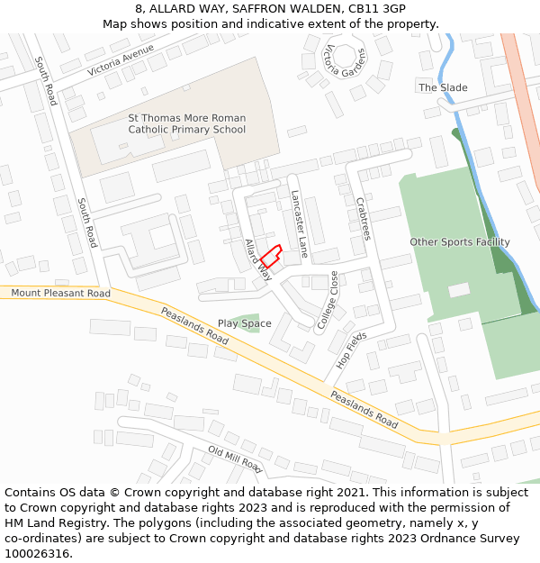 8, ALLARD WAY, SAFFRON WALDEN, CB11 3GP: Location map and indicative extent of plot